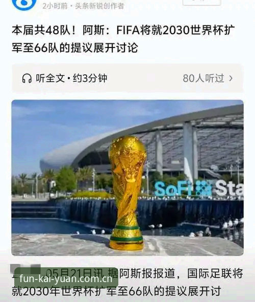2030世界杯扩军至66队完整指南：中国男足重返舞台的绝佳机会